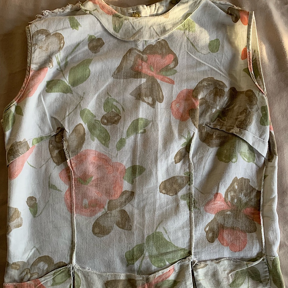 Women Vintage Floral sleeveless crop blouse shirt🌸 - Picture 6 of 12